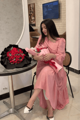 Blush Pink Crinkle Chiffon Tiered maxi