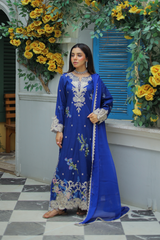 Nureh Semi-Formal Lawn – 3-Piece Embroidered Suit with Chiffon Dupatta