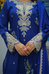 Nureh Semi-Formal Lawn – 3-Piece Embroidered Suit with Chiffon Dupatta