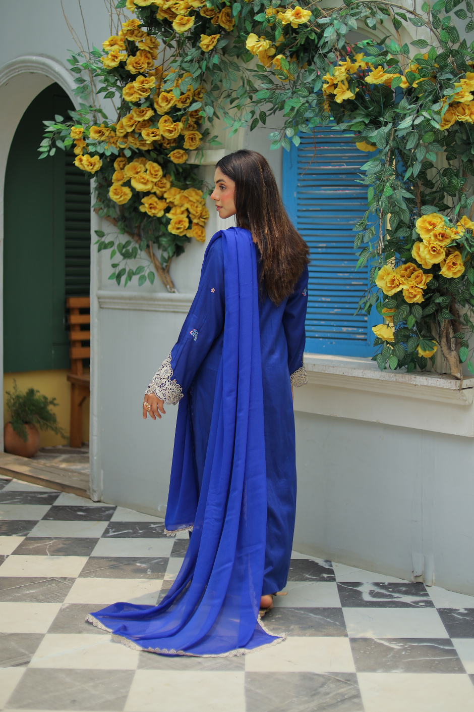 Nureh Semi-Formal Lawn – 3-Piece Embroidered Suit with Chiffon Dupatta