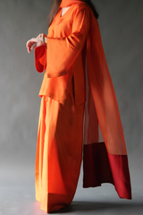 Mehr – Marigold Orange Raw Silk Farshi Shalwar Kameez with Organza Dupatta
