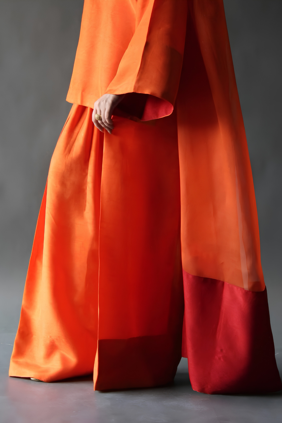 Mehr – Marigold Orange Raw Silk Farshi Shalwar Kameez with Organza Dupatta