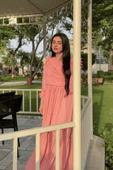 Blush Pink Crinkle Chiffon Tiered maxi