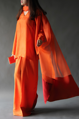 Mehr – Marigold Orange Raw Silk Farshi Shalwar Kameez with Organza Dupatta