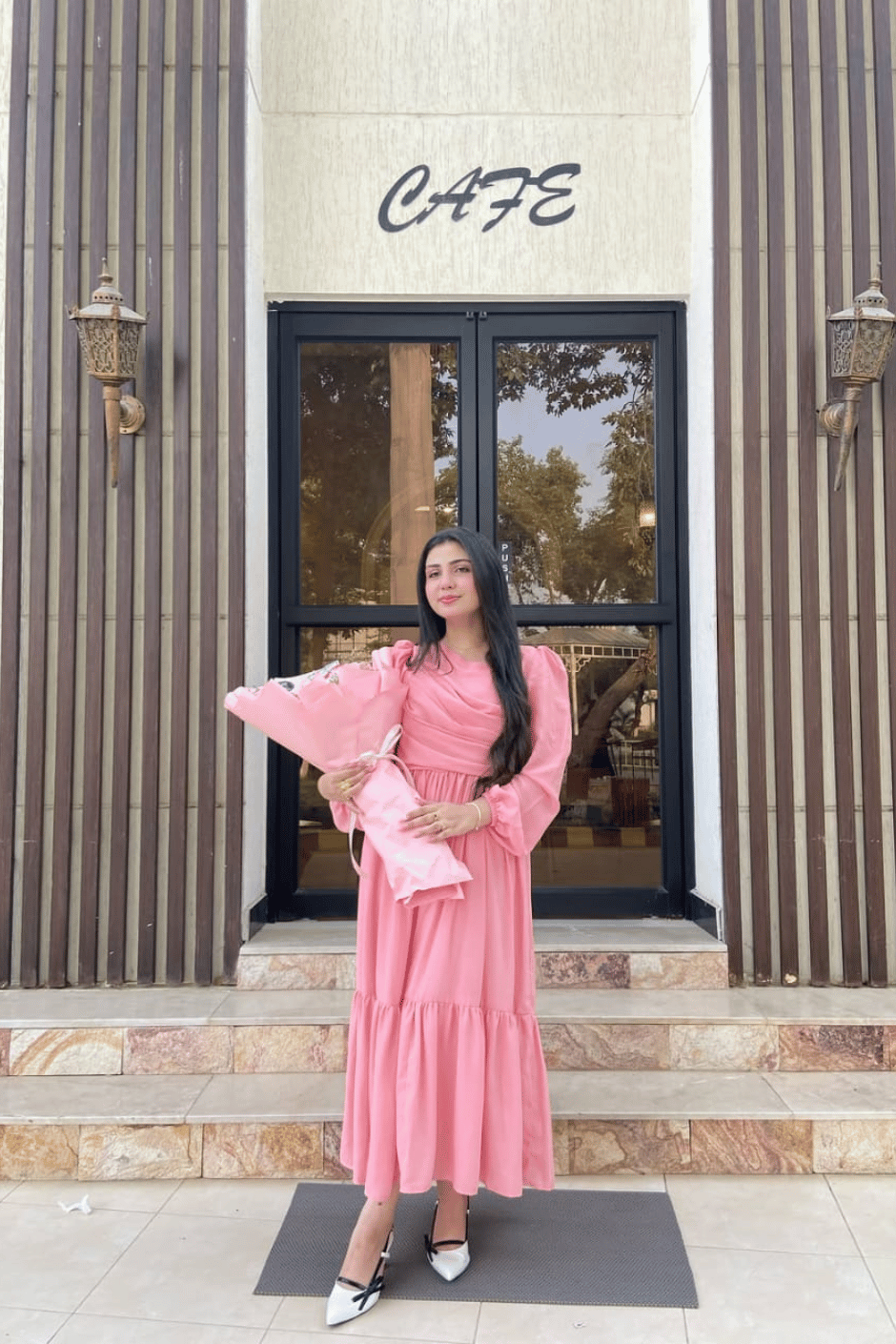 Blush Pink Crinkle Chiffon Tiered maxi