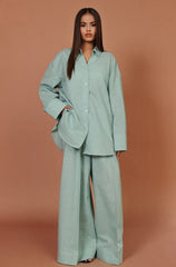 Plume Mint Green Co-ord Set – 2-Piece Irish Lawn Shirt & Pants